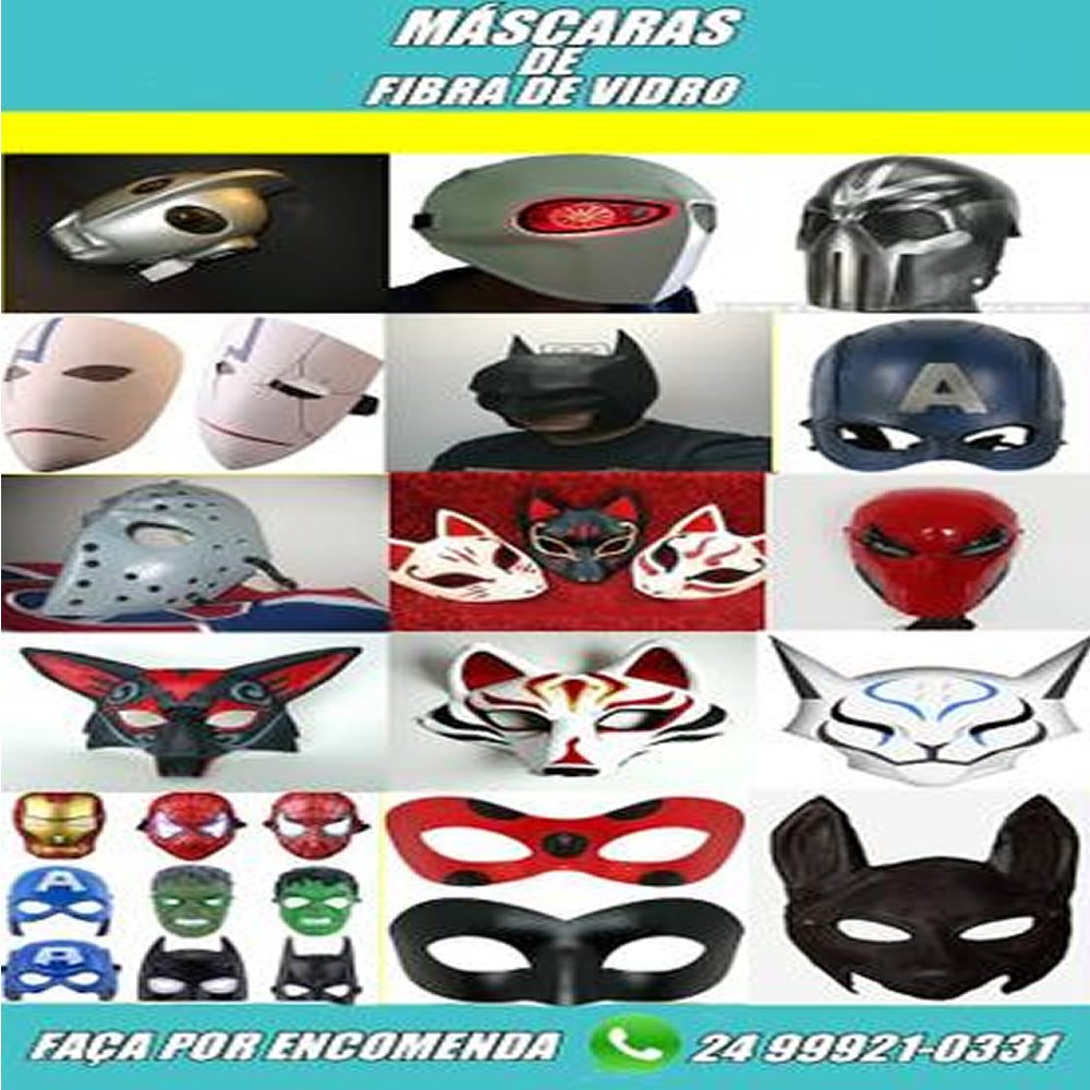 Capacetes e máscaras de fibra de vidro