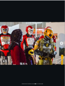 Personagens do universo Musas do Tokusatsu na exposição Robô XD em Volta Redonda