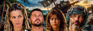 Cena do episódio 7 de Largados e Pelados Náufragos mostrando o acampamento de Patrick e Allison