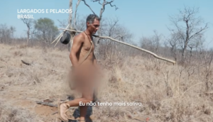 Cena de Largados e Pelados Brasil 4 com a vida selvagem africana como ameaça constante