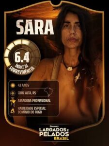 Sara Parra, assadora profissional, participante de Largados e Pelados Brasil 4